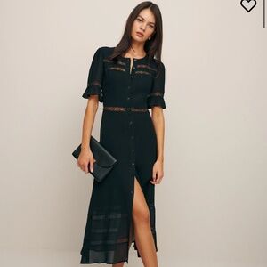 Reformation Woodson dress in black size 4 brand new with tags